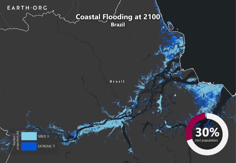 Sea level rise -- Brazil 2100